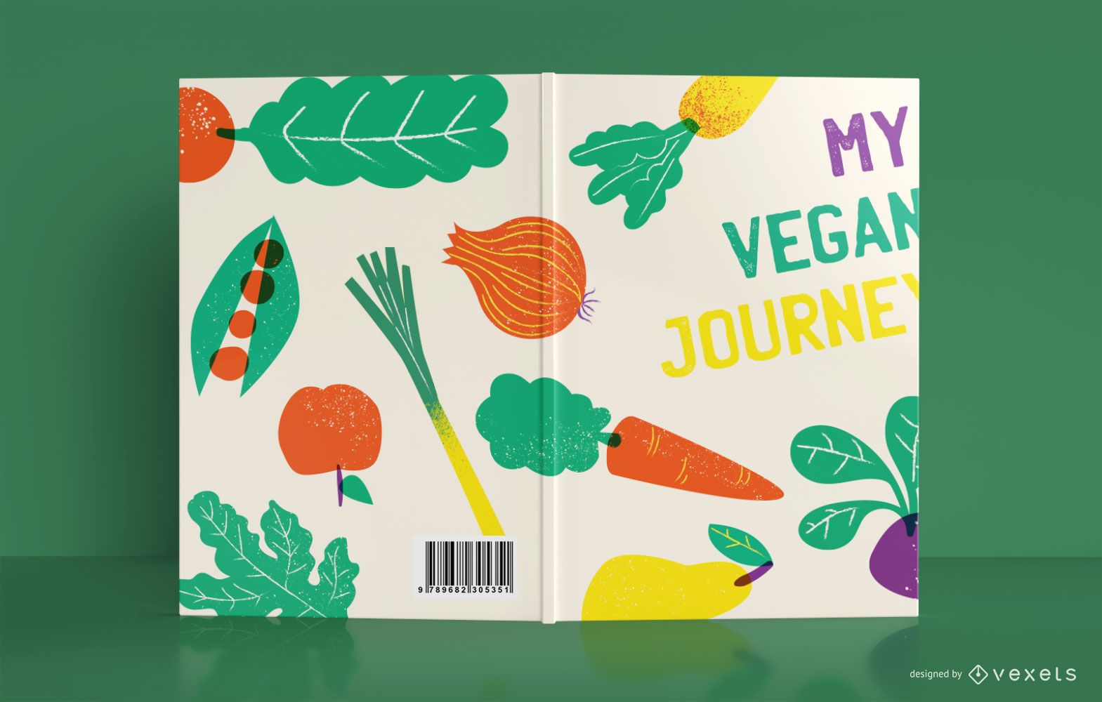 Diseño de portada de libro de diario vegano