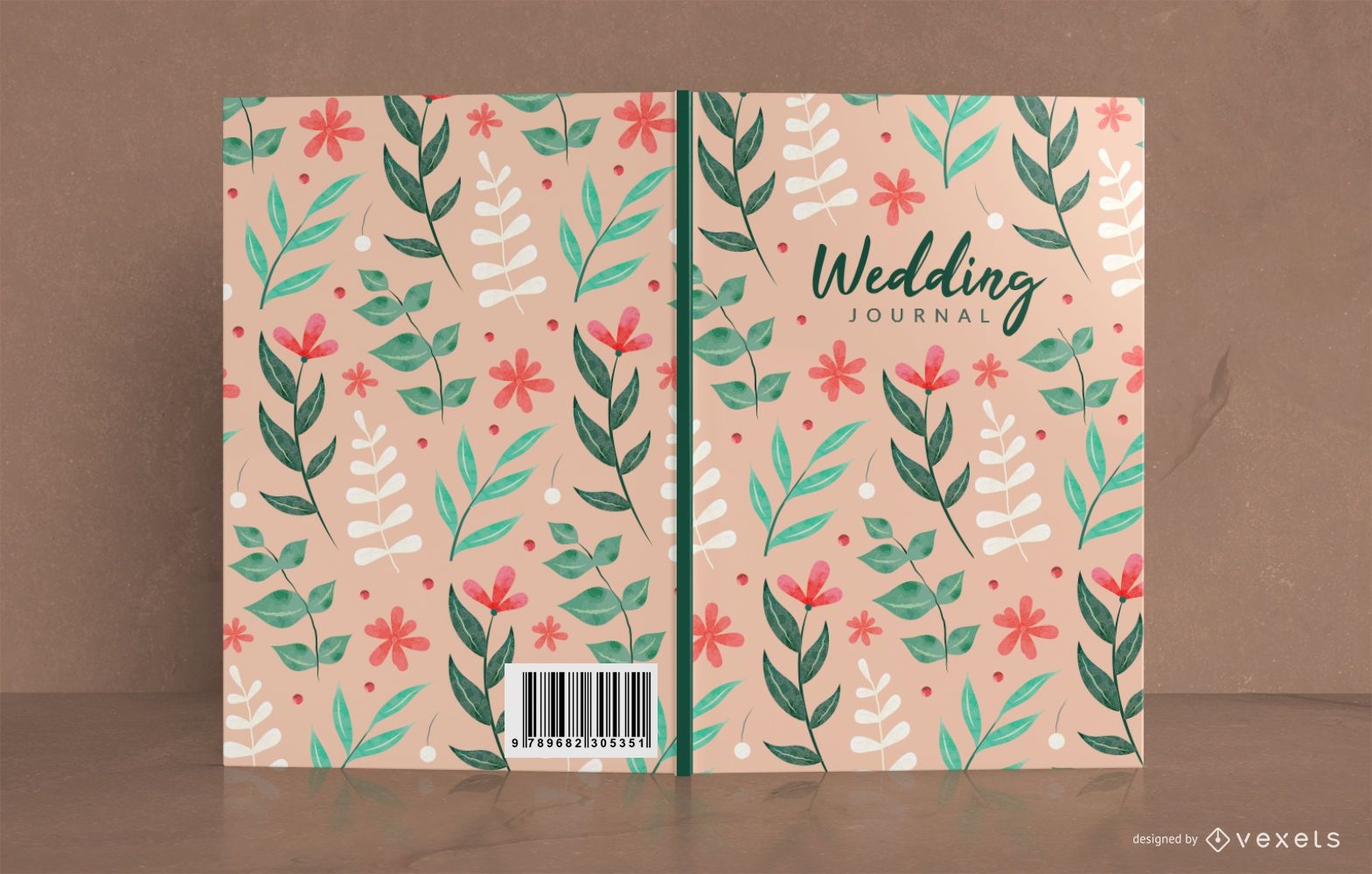 Design floral da capa do livro do di?rio do casamento
