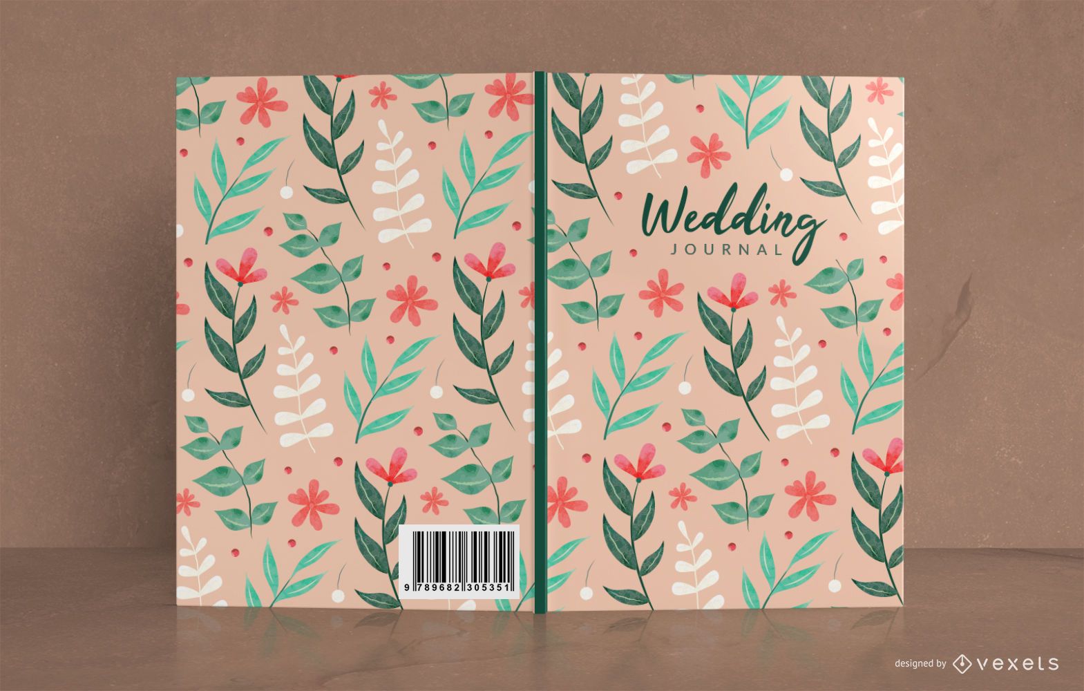 Design floral da capa do livro do diário do casamento