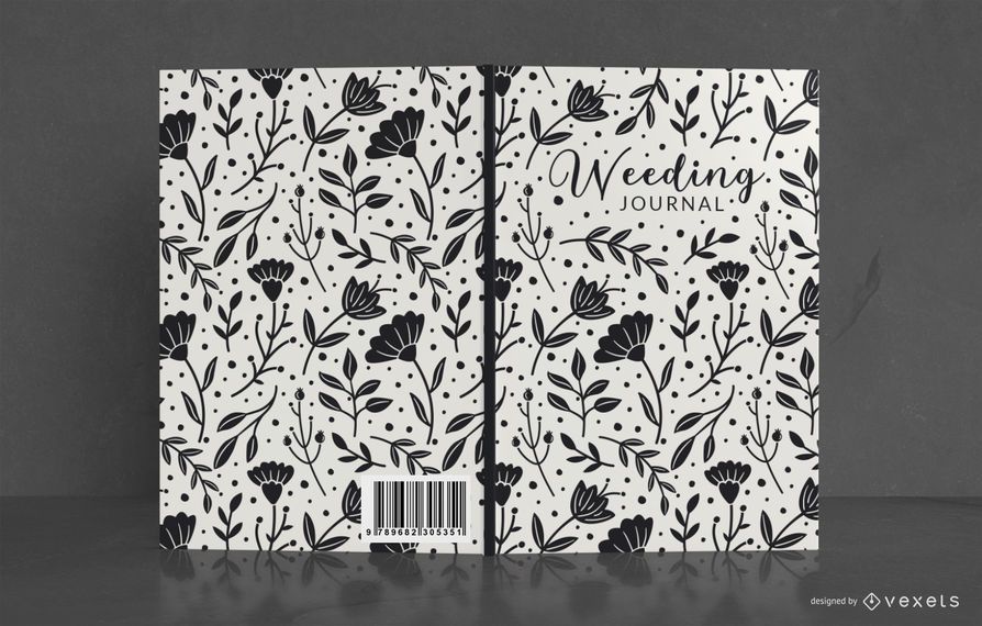 Diseño de portada de libro de diario de boda floral Diseño de portada de libro de diario de boda floral