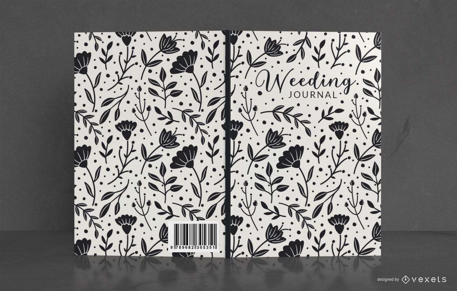 Design floral da capa do livro do jornal do casamento