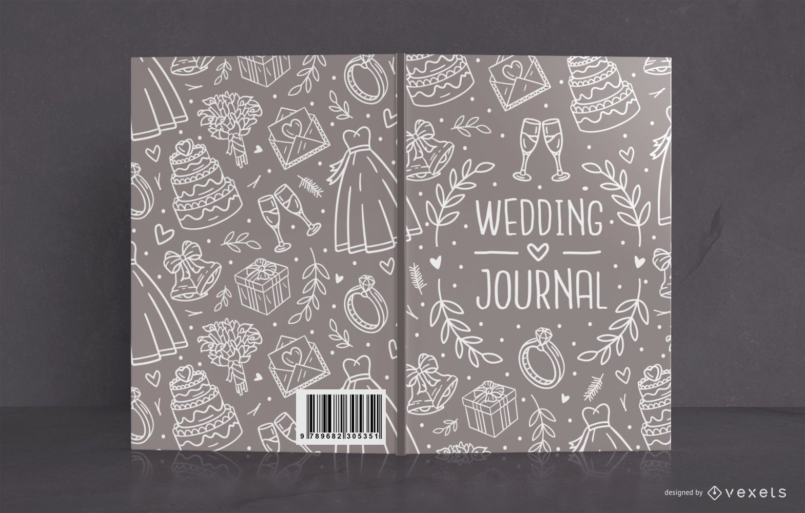 Design de capa de livro de diário de casamento
