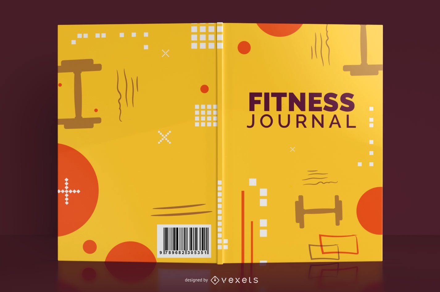 Diseño de portada de libro de diario de fitness