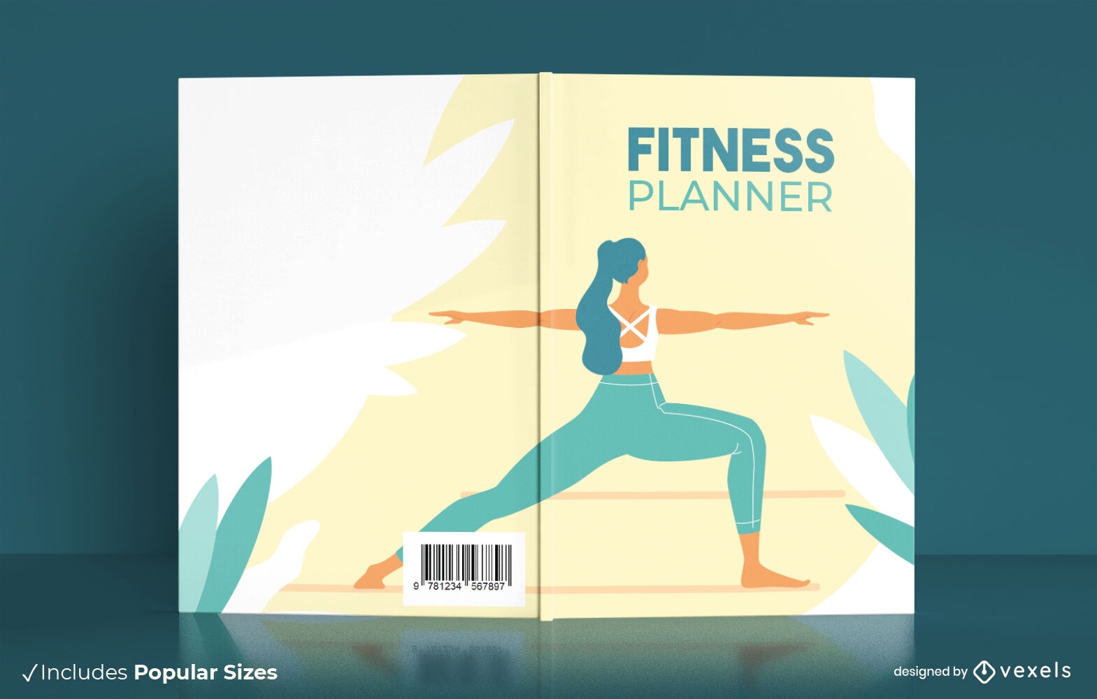 Diseño de portada de libro de planificador de fitness de yoga