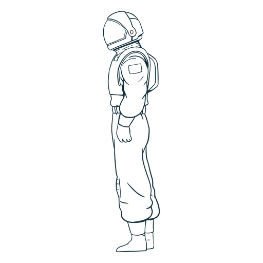 Vista lateral de astronauta dibujada