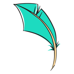 Pena azul apontando para o lado Desenho PNG