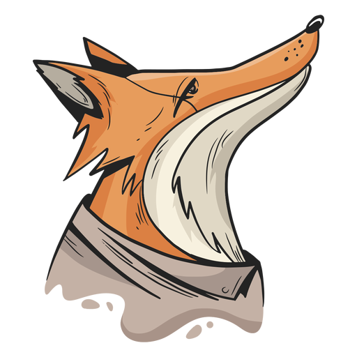 Clothed fox looking up PNG Design