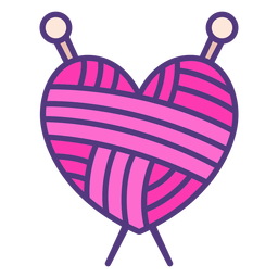 Colored wool heart yarn PNG Design Transparent PNG