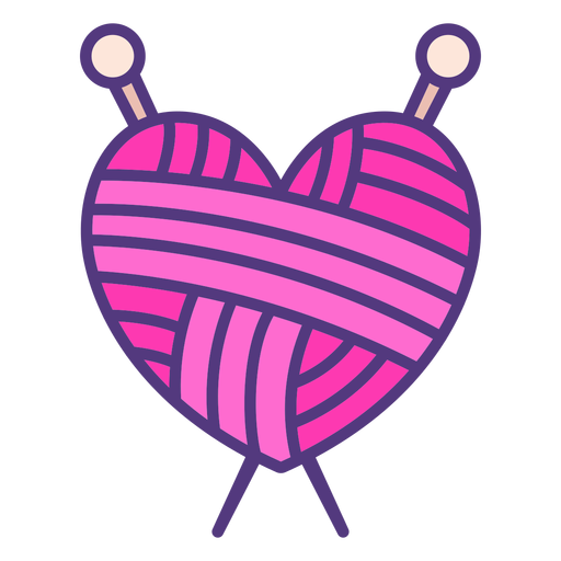 Colored wool heart yarn PNG Design