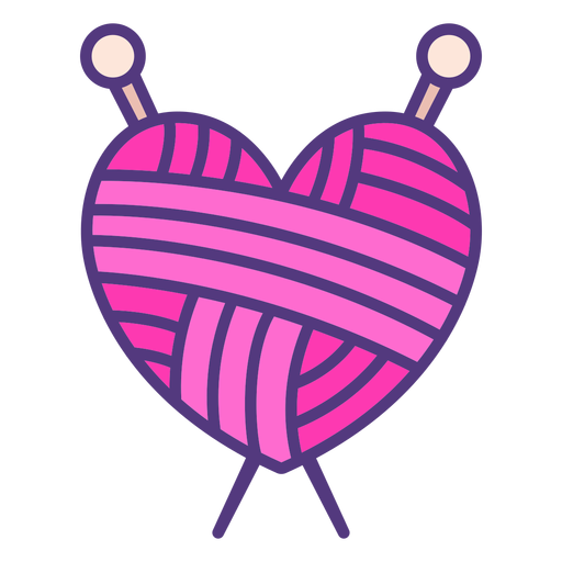 Hilo de corazón de lana de colores Diseño PNG