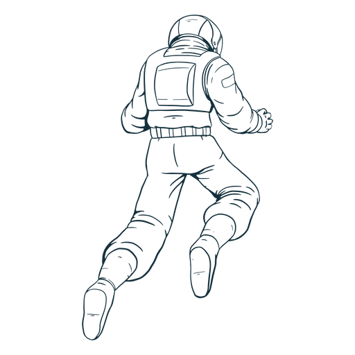 Astronauta flutuante atrás desenhado