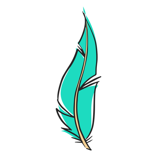 Pluma larga azul dibujada a mano Diseño PNG