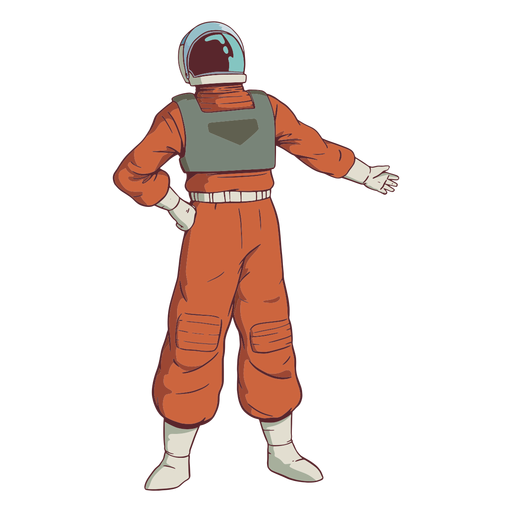 Hand auf Hüfte Astronaut farbig