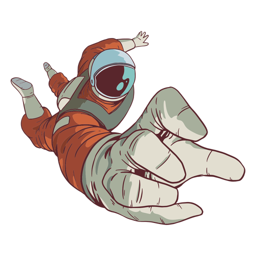 Alcance de la mano astronauta coloreado Diseño PNG