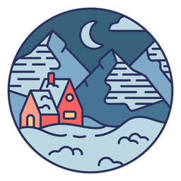 Paisagem de neve casa Desenho PNG
