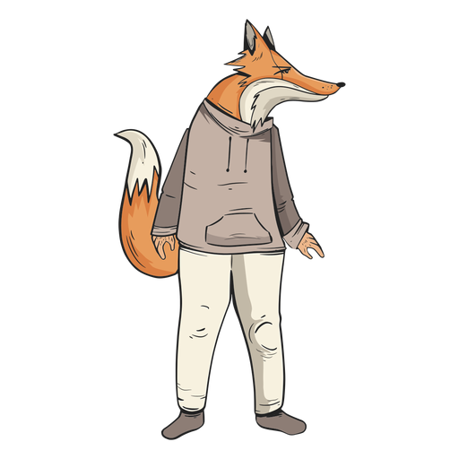 Man like fox standing PNG Design