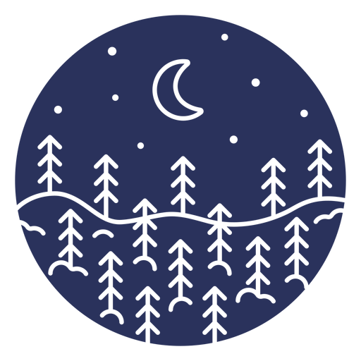 Silhouette Schneelandschaft Mond PNG-Design
