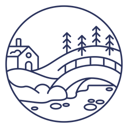 Ponte sobre a paisagem da neve Desenho PNG
