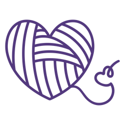 Strich herzförmige Fäden Wolle PNG-Design