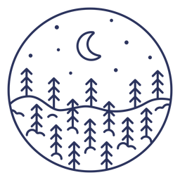 Trazo nieve paisaje luna Diseño PNG