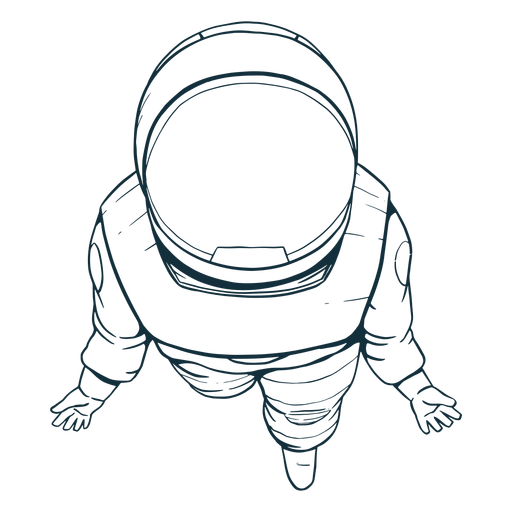 Vista superior astronauta dibujado Diseño PNG