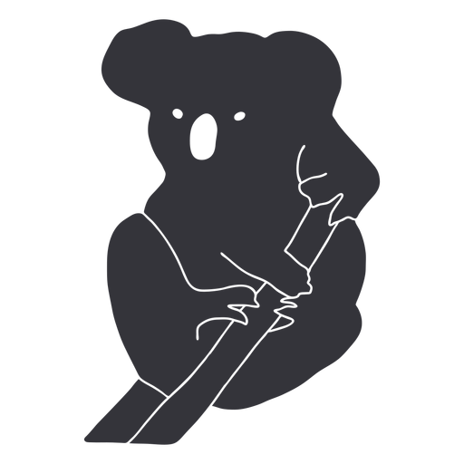 Árbol koala sentado silueta Diseño PNG