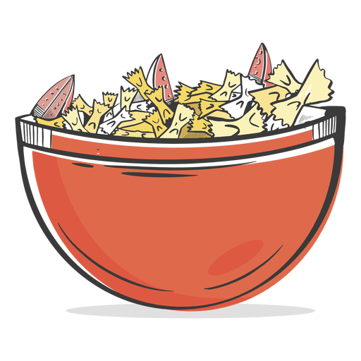 Bowl of farfalle pasta drawn PNG Design