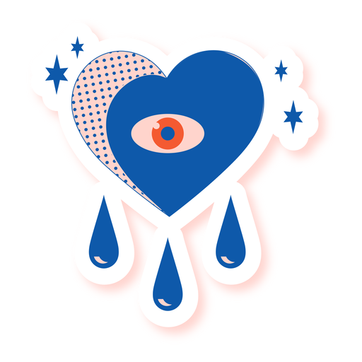 Crying heart eye sticker PNG Design