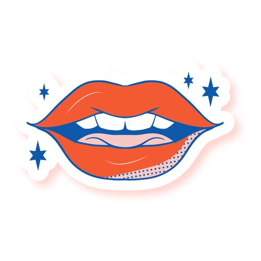 Half opened mouth sticker PNG Design