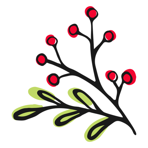 Leaves with little red berries PNG Design