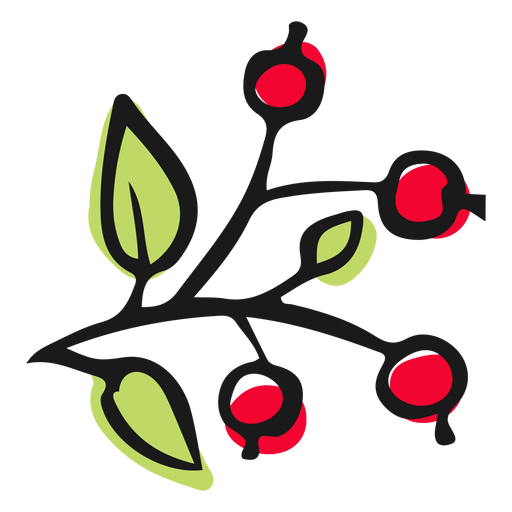 Pequeñas hojas de frutos rojos Diseño PNG