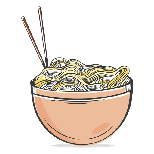 Pasta noodles bowl drawn