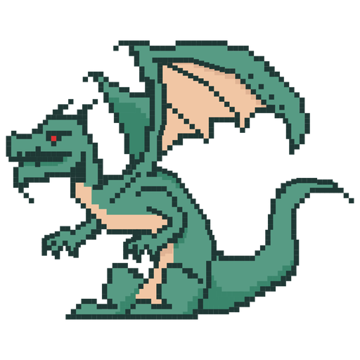 Pixelated dragon colored