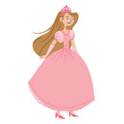 Desenho animado linda princesa em vestido rosa