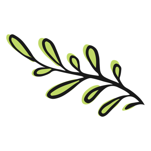 Ramita simple con hojas verdes Diseño PNG