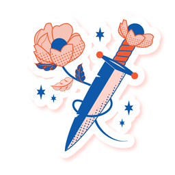 Schwertblume ineinander verschlungener Aufkleber PNG-Design