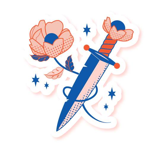 Sword flower intertwined sticker PNG Design
