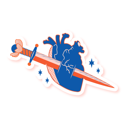 Sword struck heart sticker PNG Design