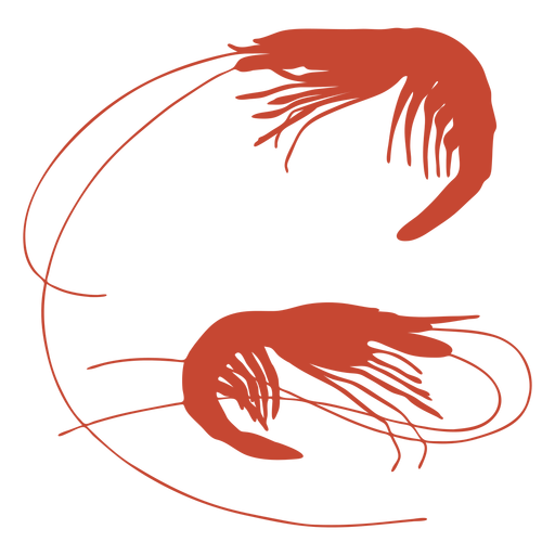 Two shrimps silhouette
