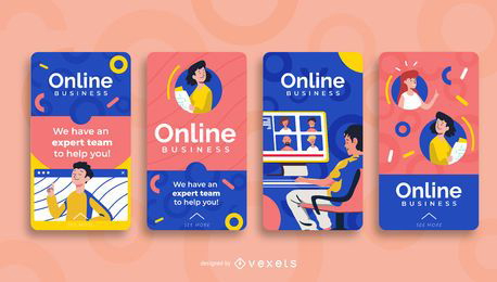 Conjunto de diseño de historias sociales de coaching en línea