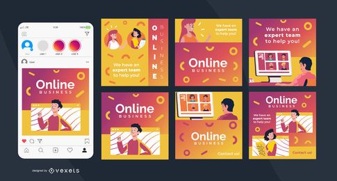 Conjunto de postagem social do Business Square online