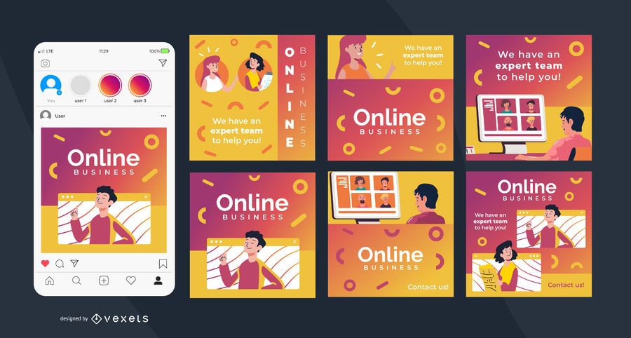 Online Business Square Social Post Set Online Business Square Social Post Set