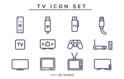 tv icon stroke set tv icon stroke set