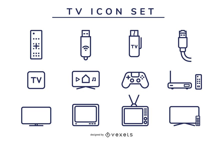 tv icon stroke set tv icon stroke set