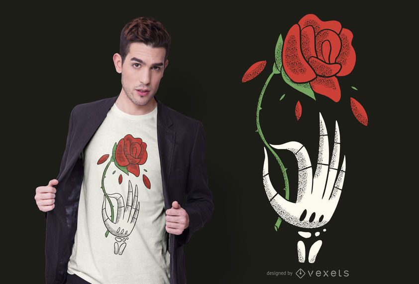Skeleton Hand Rose T-shirt Design Skeleton Hand Rose T-shirt Design