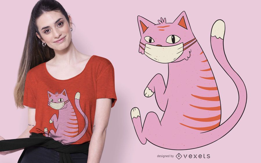 Diseño de camiseta Face Mask Cat Diseño de camiseta Face Mask Cat