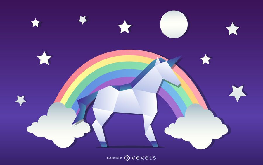 Diseño de ilustración de unicornio de origami Diseño de ilustración de unicornio de origami