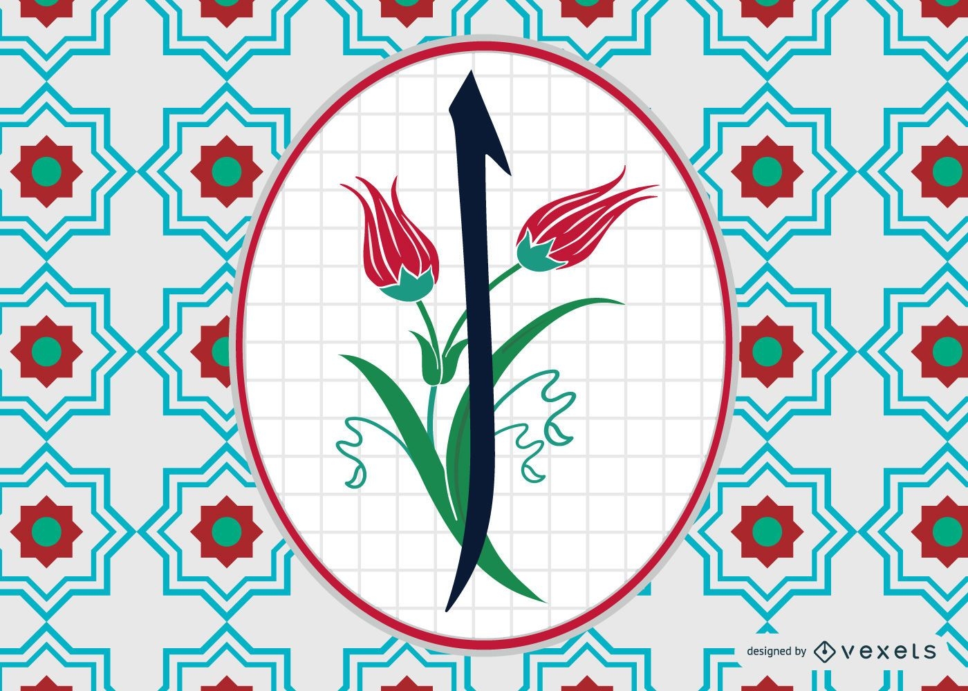 Arabic Floral Alif Letter Design
