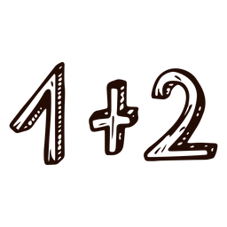 1 más 2 dibujados a mano Diseño PNG
