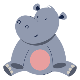 Hipopótamo fofo animal plano Desenho PNG